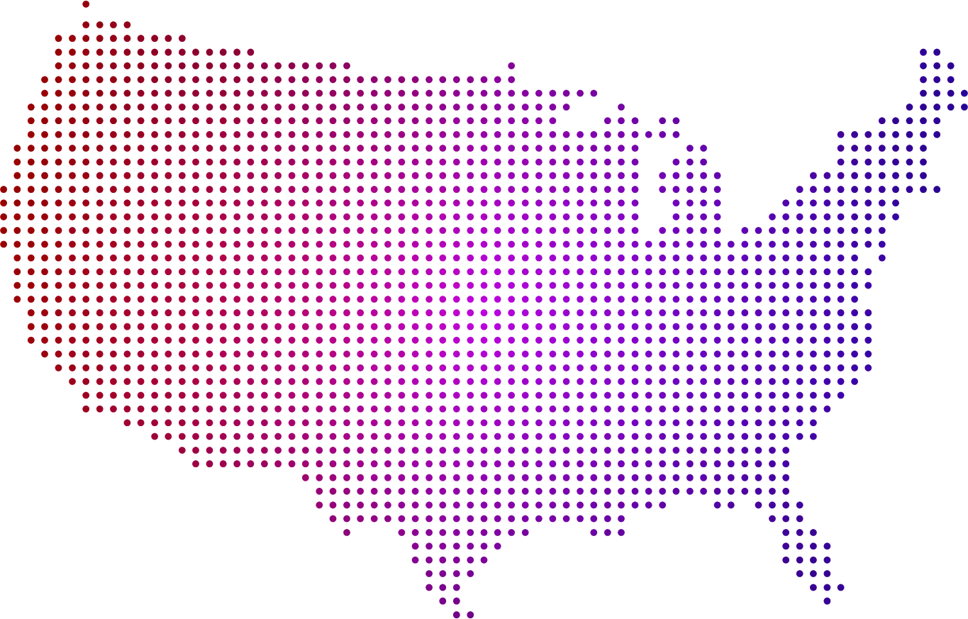 Map of the US showing Mondo team locations